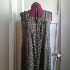 Vintage April Cornell Size Large - L 1990s Rayon Dress - Green Polka dot Jumper